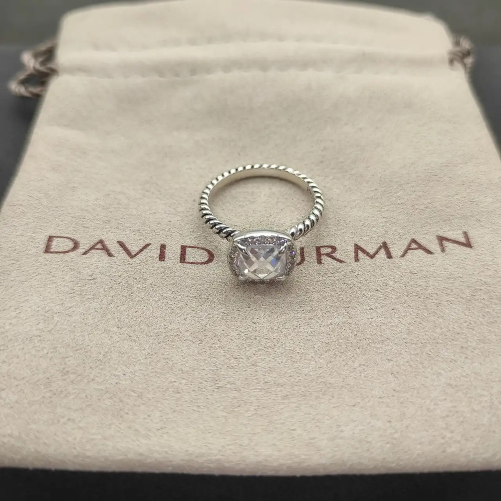 David Yurman four-prong square white diamond ring